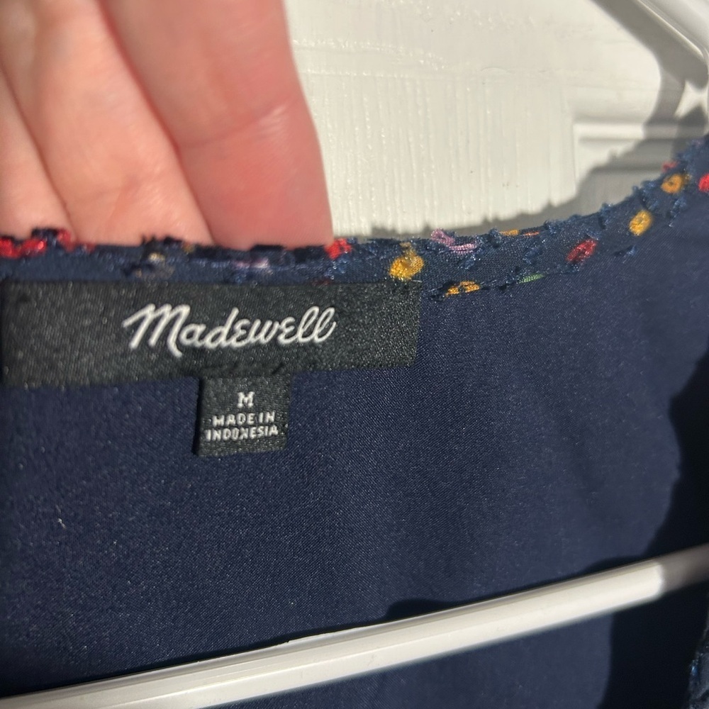 Madewell Lyric Wrap Top Sugar Dot Navy multicolor polka dot textured Medium - Picture 5 of 13